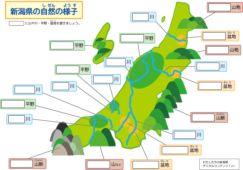 新潟県の自然の様子　ワークシート